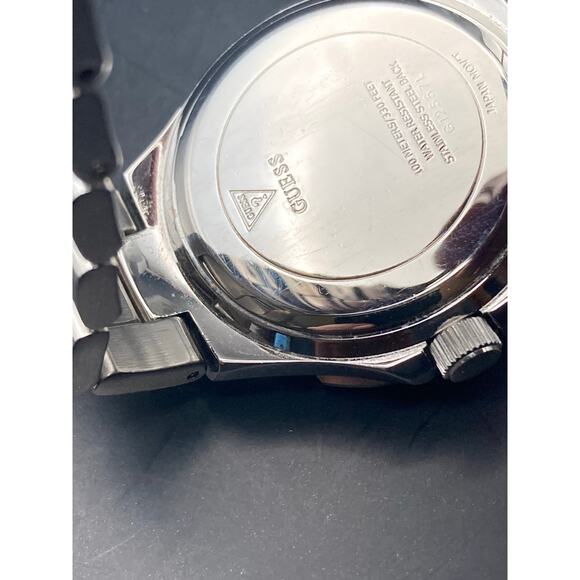 Guess Womens Crystal Bezel Watch 40mm G12557L New Battery - Date Day - WR100m - Picture 10 of 11